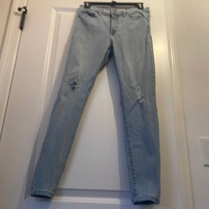 Banana republic light wash skinny jeans with rips